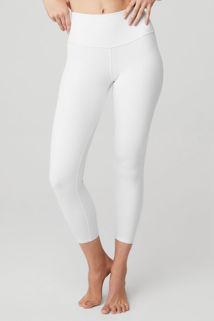 Alo Yoga 7/8 High-Waist Airbrush Women's Leggings White | 01LFHSQDM