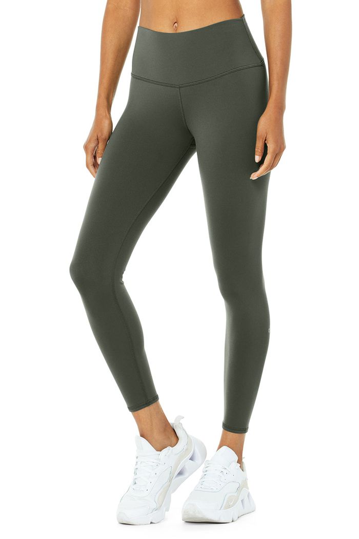 Alo Yoga 7/8 High-Waist Airbrush Women's Leggings Dark Green | 28TVOPUNL