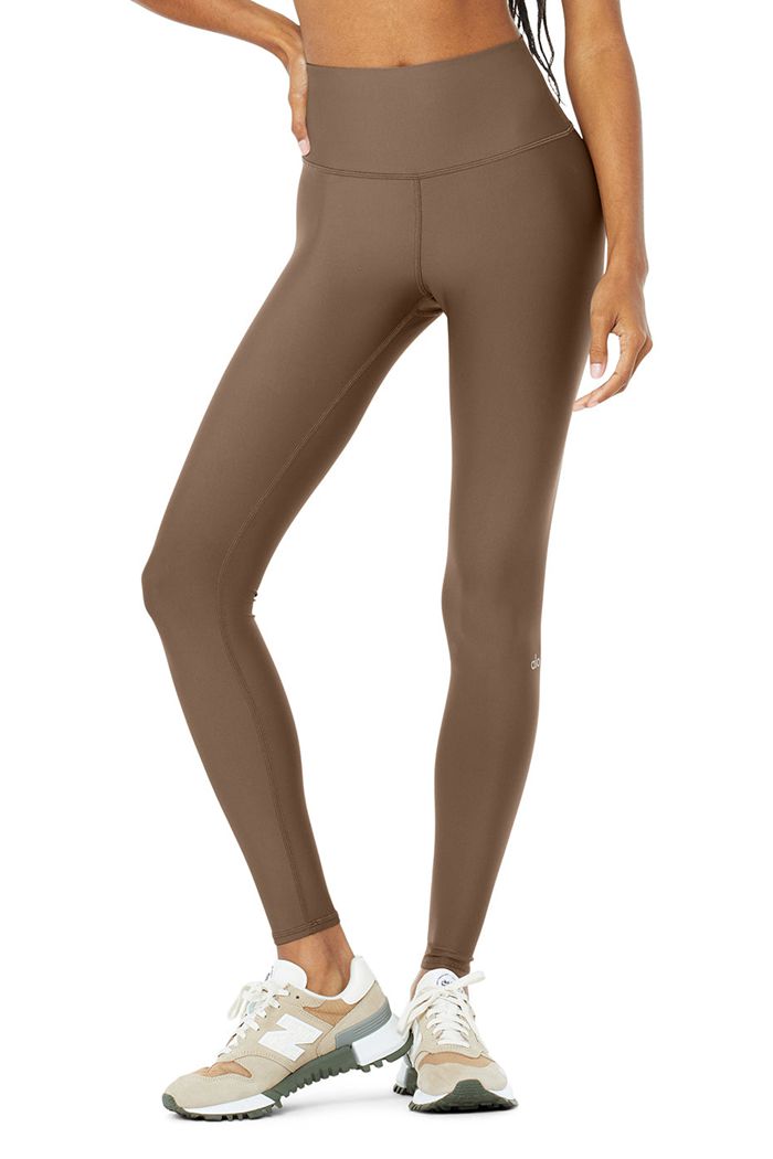 Alo Yoga 7/8 High-Waist Airlift Women's Leggings Brown | 46RMCEFKA