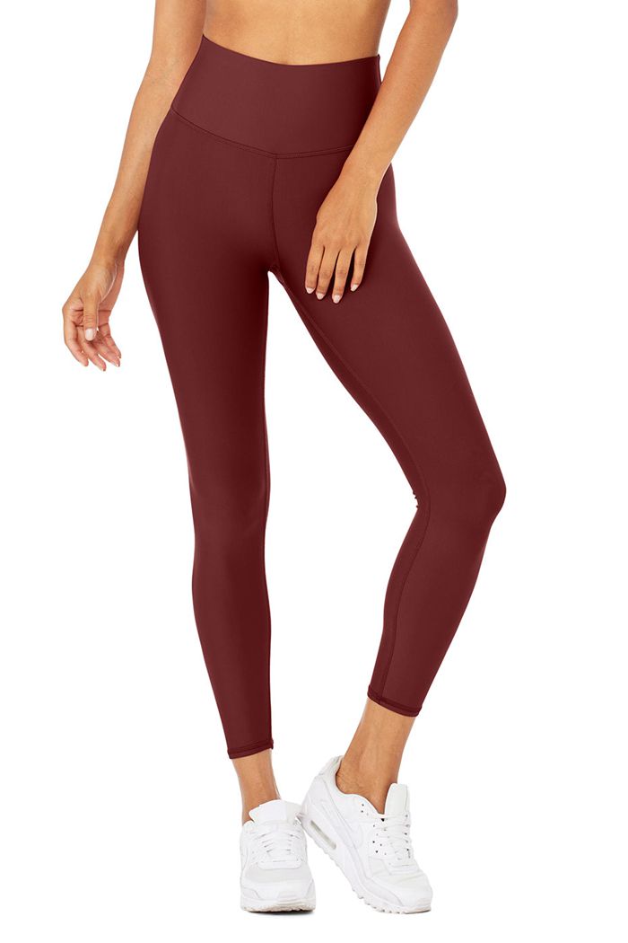 Alo Yoga 7/8 High-Waist Airlift Women's Leggings Red | 83DSQFNAE