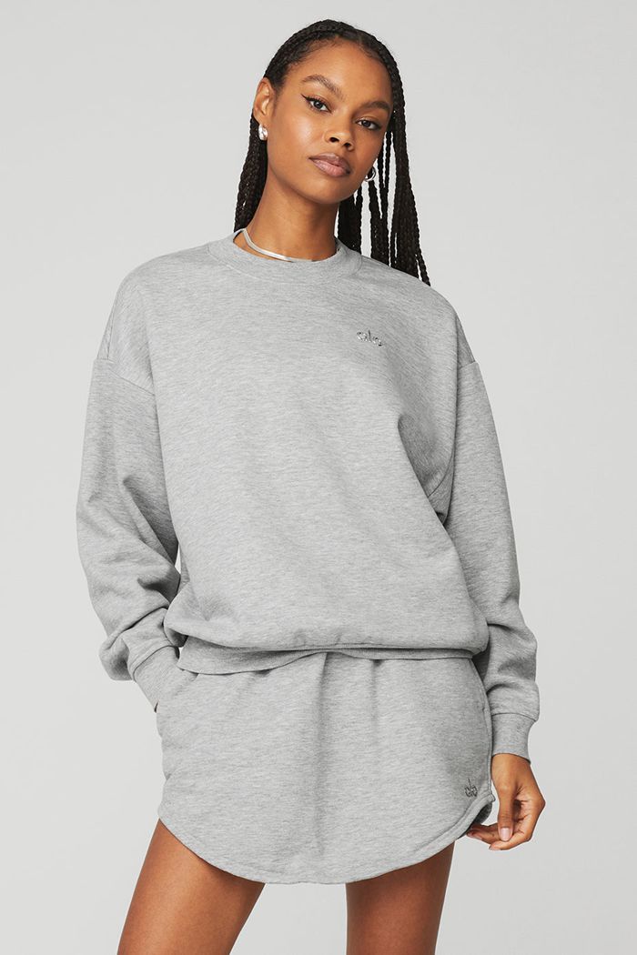 Alo Yoga Accolade Crew Neck Women's Pullover Grey | 08KQJIVNY