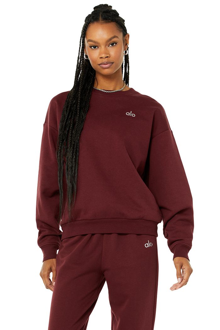 Alo Yoga Accolade Crew Neck Women's Pullover Red | 54WFYHLRM