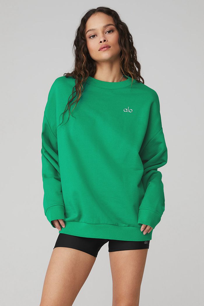 Alo Yoga Accolade Crew Neck Women's Pullover Green Turquoise | 68FHPYZJN