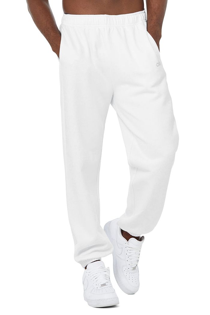 Alo Yoga Accolade Sweat Men's Pants White | 04KFGETUD