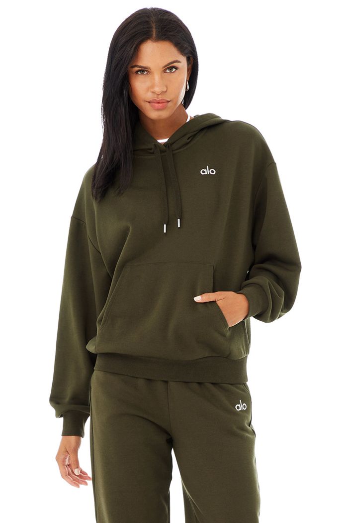 Alo Yoga Accolade Women's Hoodie Dark Olive | 03AJYHFEP