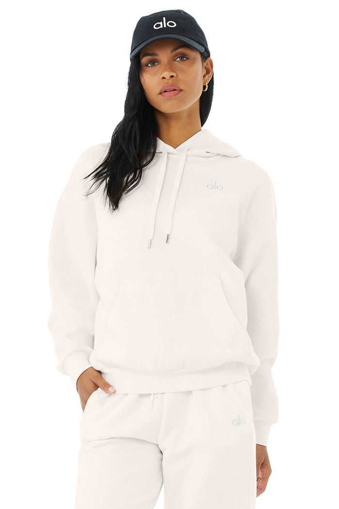 Alo Yoga Accolade Women's Hoodie White | 07UEJPTIY