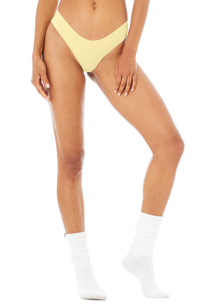 Alo Yoga Airbrush Invisible Cheeky Women's Underwear Yellow | 01FIDETQW