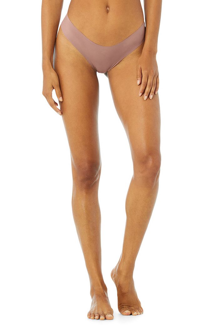 Alo Yoga Airbrush Invisible Cheeky Women's Underwear Dark Red | 69NKLCSXH