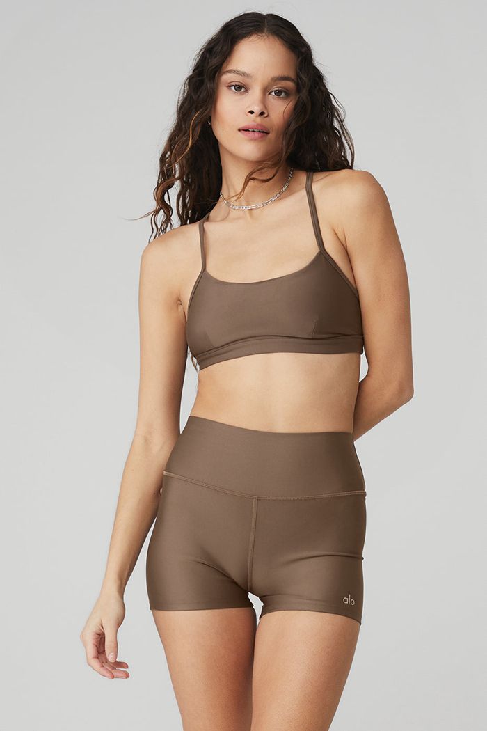 Alo Yoga Airlift Intrigue Women's Bras Brown | 43PVUJEAT