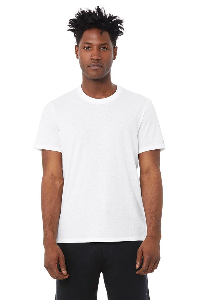 Alo Yoga Airwave Tee Men's Short Sleeve White | 68WLQJMKB