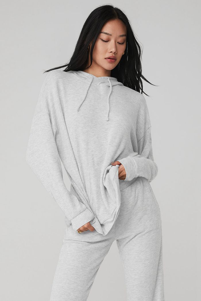 Alo Yoga Alolux Cozy Women's Hoodie Grey | 19PNYULOW