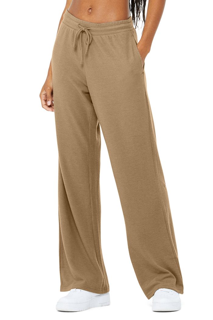 Alo Yoga Alolux High-Waist Soho Wide Leg Women's Pants Brown | 32GTUBQJP