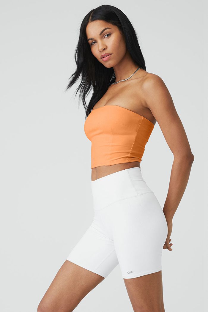 Alo Yoga Alosoft Convertible Sunkissed Bandeau Women's Tank Tops Orange | 72LRVSYHN