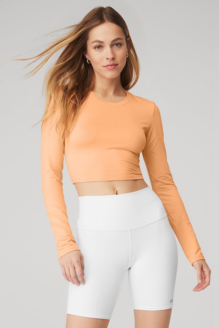 Alo Yoga Alosoft Crop Finesse Women's Long Sleeve Orange | 26YZJXPAD