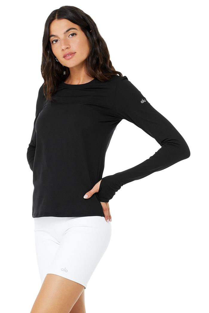 Alo Yoga Alosoft Finesse Women's Long Sleeve Black | 21KDYPUFG