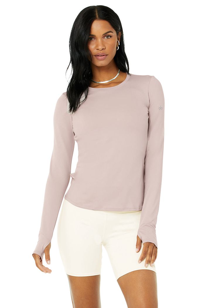 Alo Yoga Alosoft Finesse Women's Long Sleeve Pink | 27SZJUNME