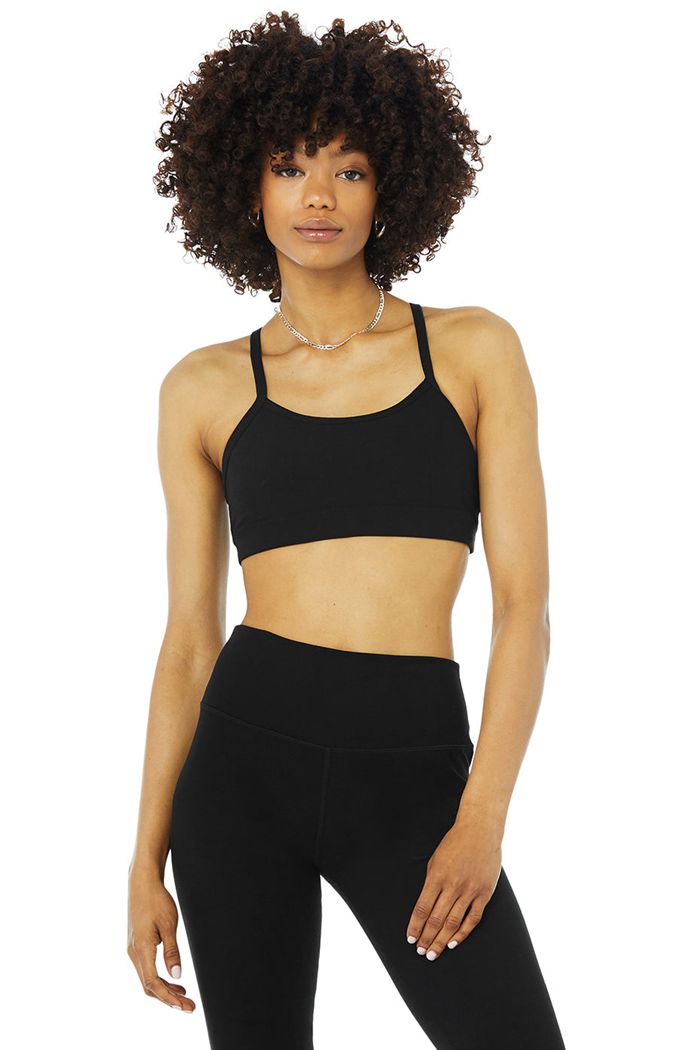 Alo Yoga Alosoft Gratitude Women's Bras Black | 84PMXWIBA