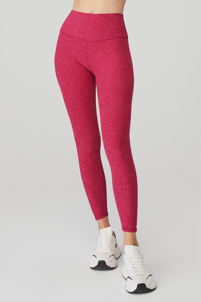 Alo Yoga Alosoft High-Waist 7/8 Highlight Women's Leggings Red | 07REZNDHO