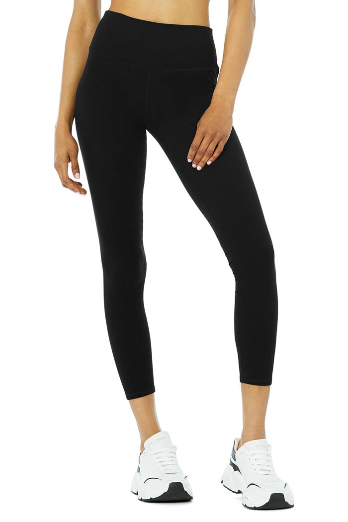 Alo Yoga Alosoft High-Waist 7/8 Highlight Women's Leggings Black | 40XMTYBDW