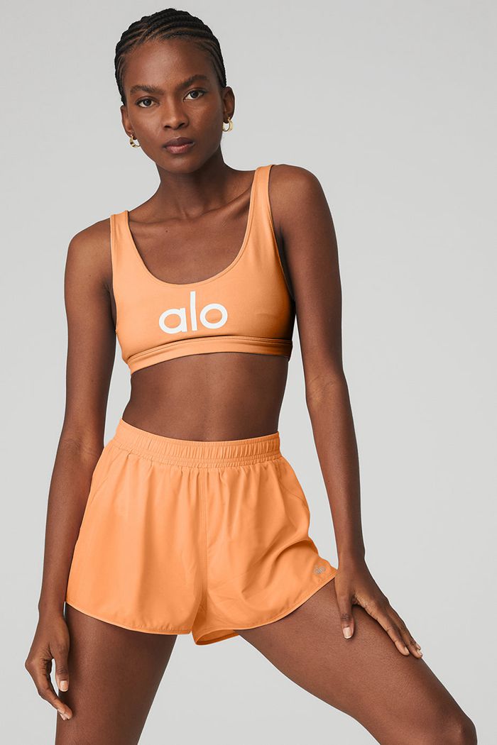 Alo Yoga Ambient Logo Women's Bras White | 30DAELVIT