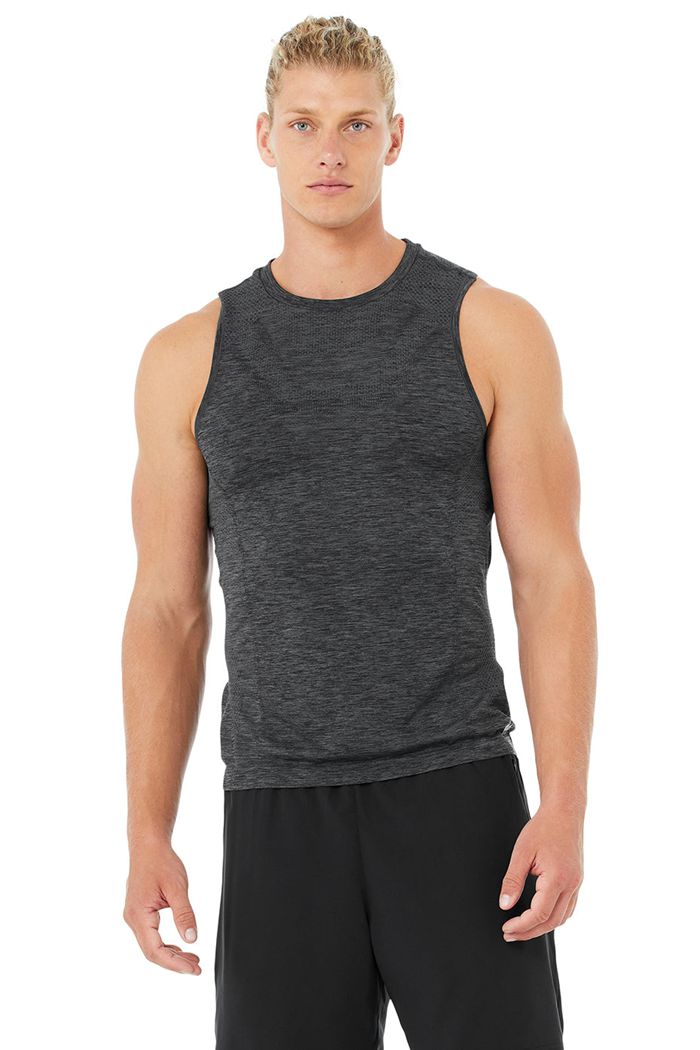 Alo Yoga Amplify Seamless Muscle Men's Tank Tops Black | 21ZMVLGAW