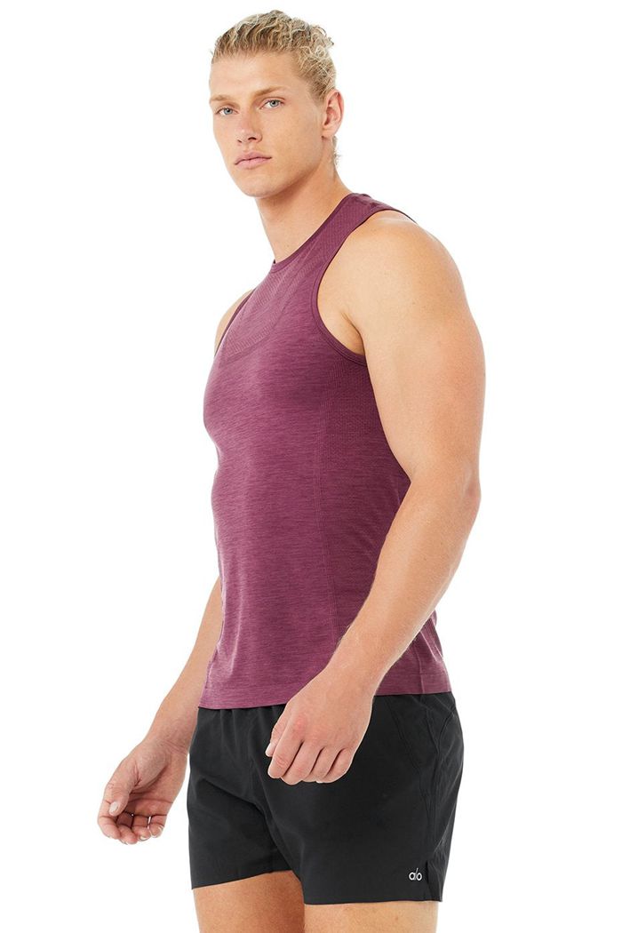 Alo Yoga Amplify Seamless Muscle Men's Tank Tops Red | 82QACYGXL