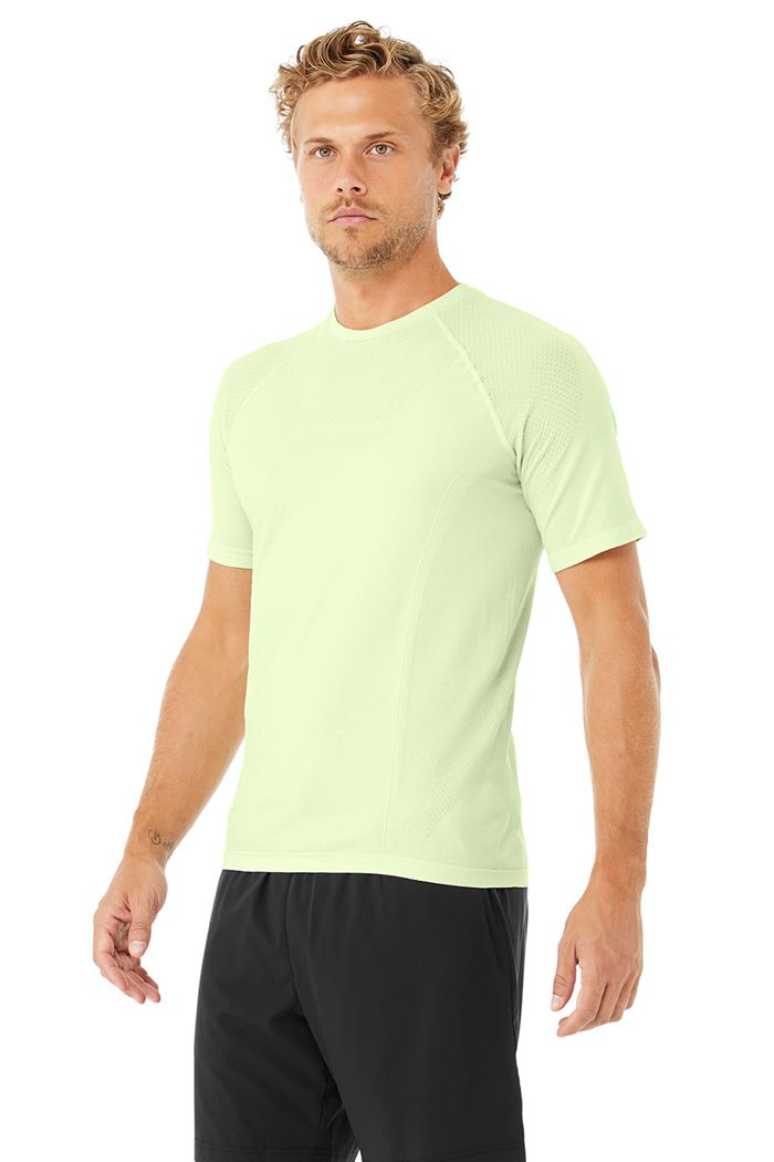 Alo Yoga Amplify Seamless Tee Men's Short Sleeve Green | 29HJWRSLG