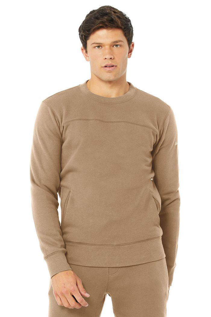 Alo Yoga Base Sweatshirt Men's Long Sleeve Brown | 12FPLTCQX