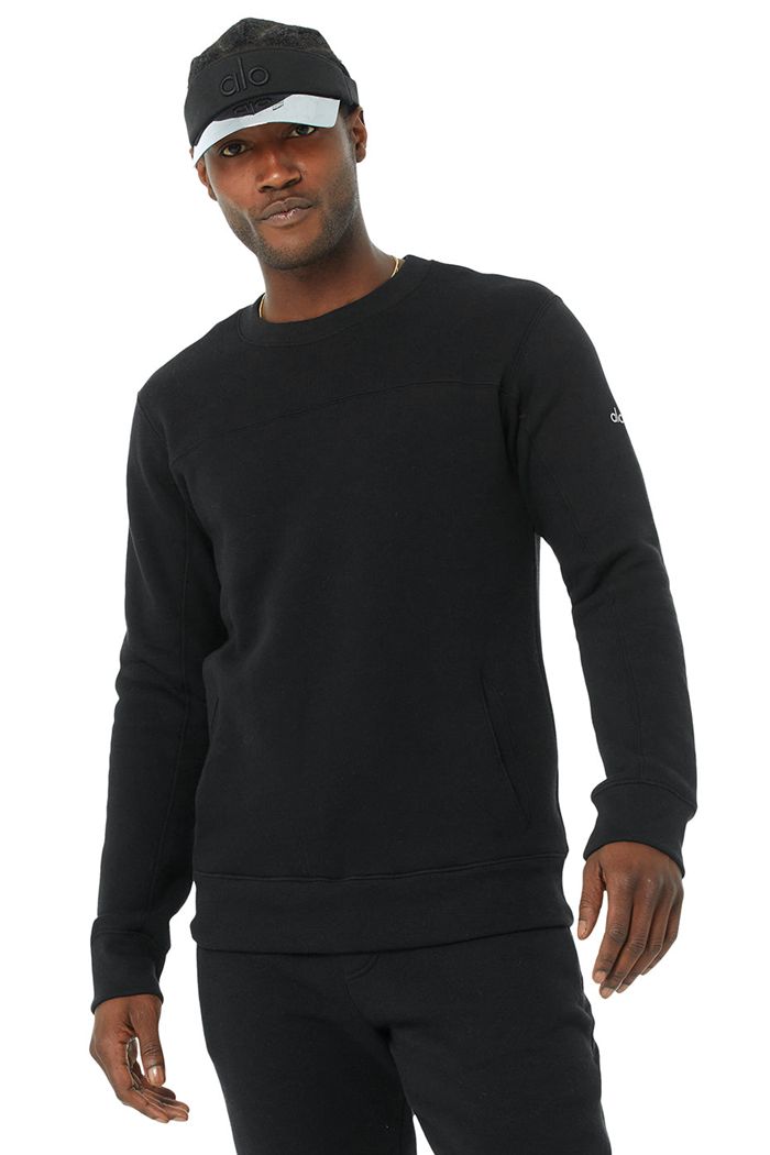 Alo Yoga Base Sweatshirt Men's Long Sleeve Black | 87CHOZWPT