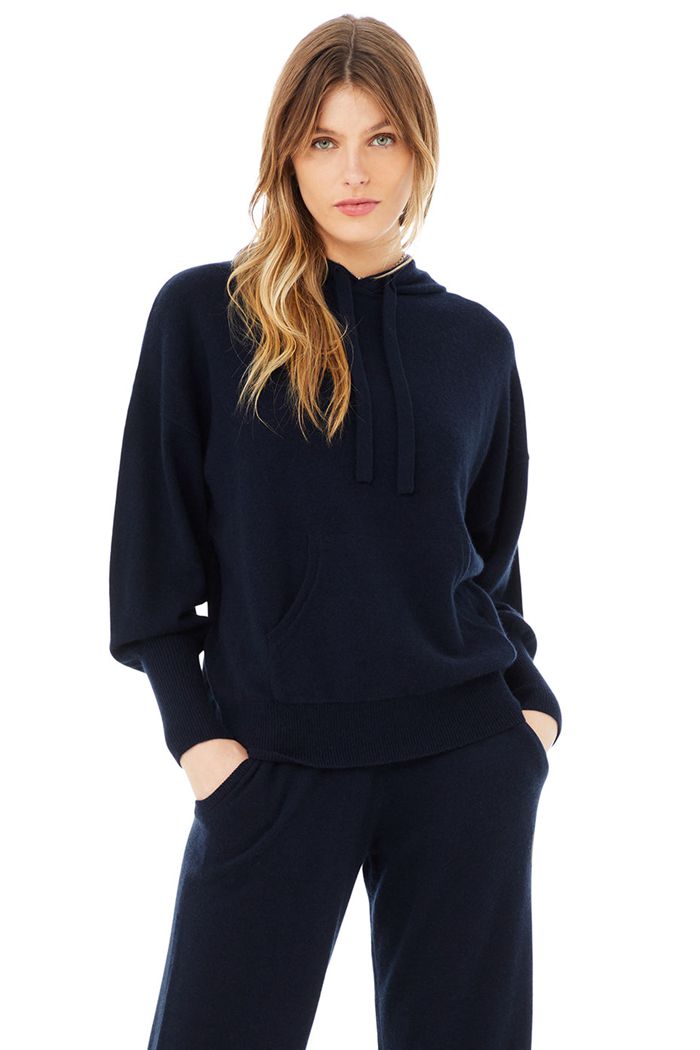 Alo Yoga Cashmere Jet Set Women's Hoodie Navy | 26OUDWJXY