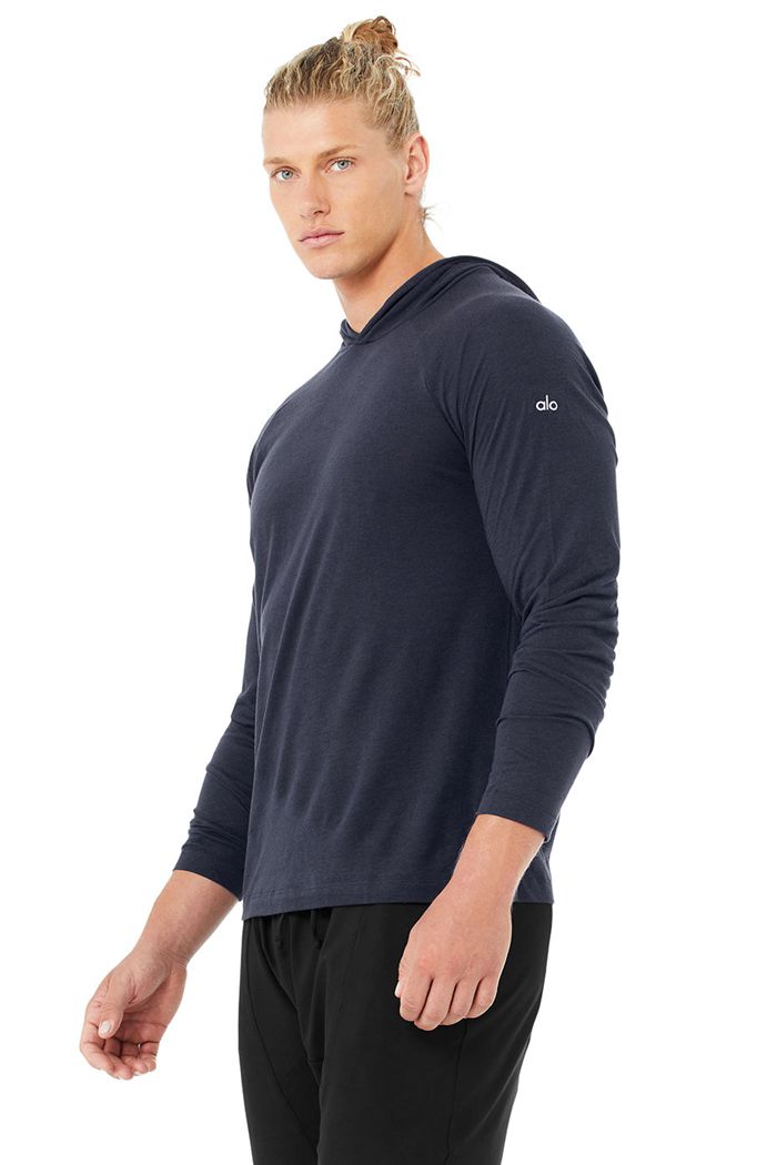 Alo Yoga Core Hooded Runner Men's Hoodie Black | 46BOPEAID