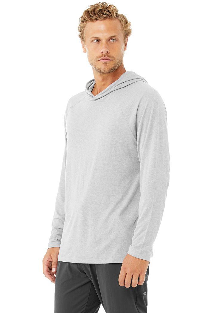 Alo Yoga Core Hooded Runner Men's Hoodie Grey | 58GQTPXAI