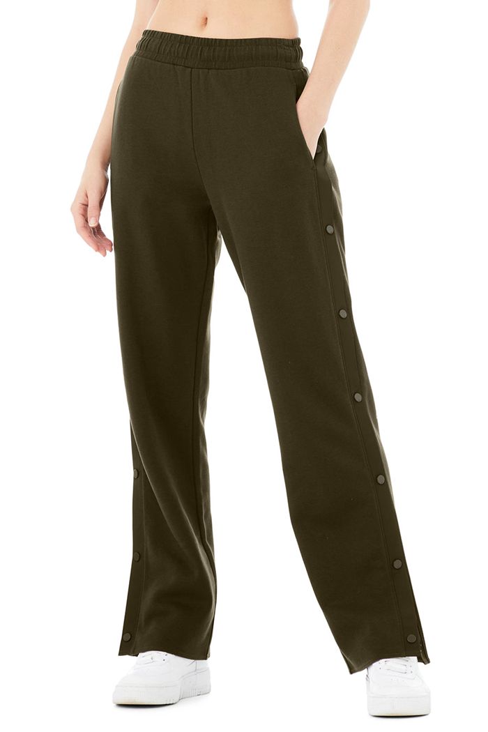 Alo Yoga Courtside Tearaway Snap Women's Pants Dark Olive | 35KRWIBOL