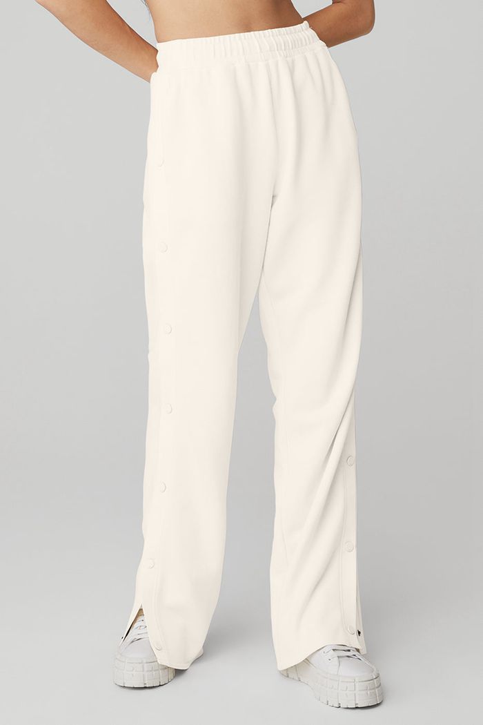 Alo Yoga Courtside Tearaway Snap Women's Pants White | 68AKCORMT