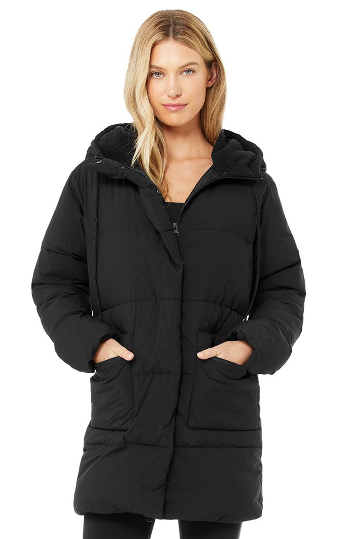 Alo Yoga Cypress Puffer Women's Jackets Black | 51OXSTZAI