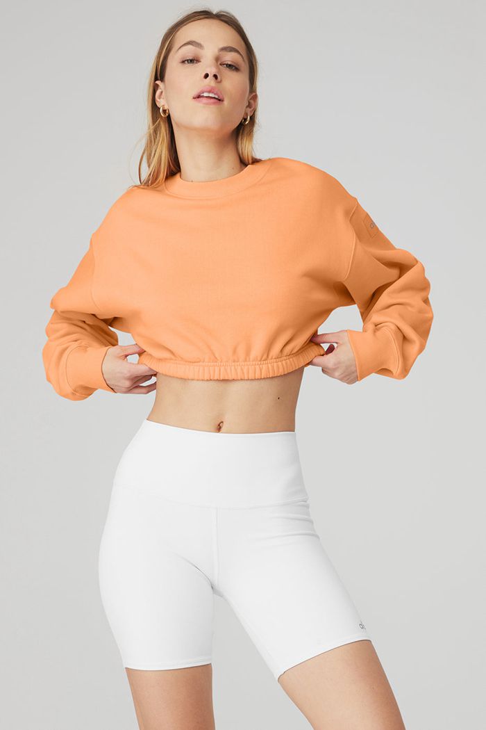 Alo Yoga Devotion Crew Neck Women's Pullover Orange | 25XMKRSUT