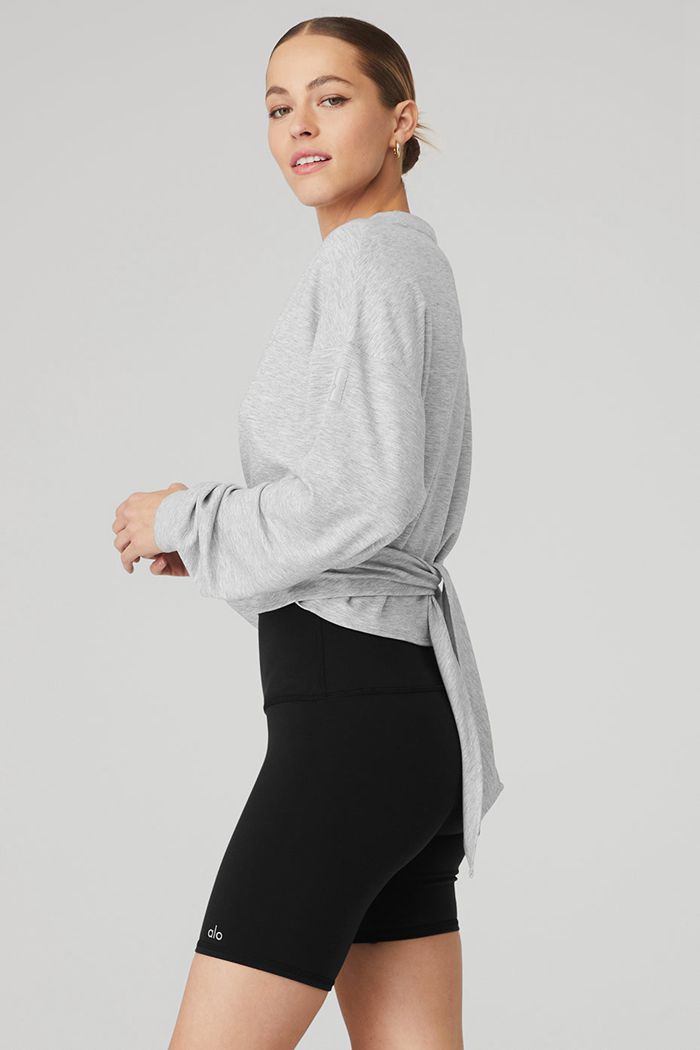 Alo Yoga Dreamy Wrap Women's Pullover Grey | 60ADPIBHE