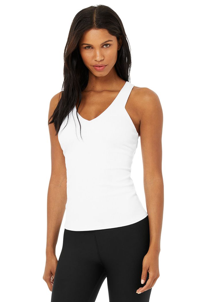 Alo Yoga Elevate Women's Tank Tops White | 39RWMAIFH