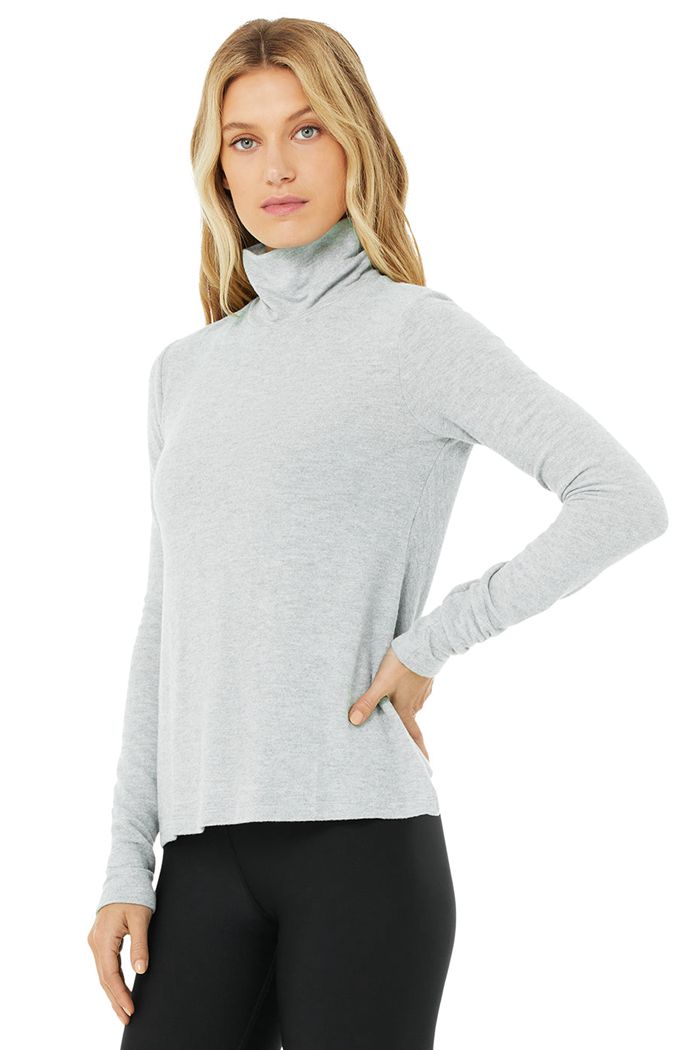 Alo Yoga Embrace Women's Long Sleeve Grey | 30NJFSROI