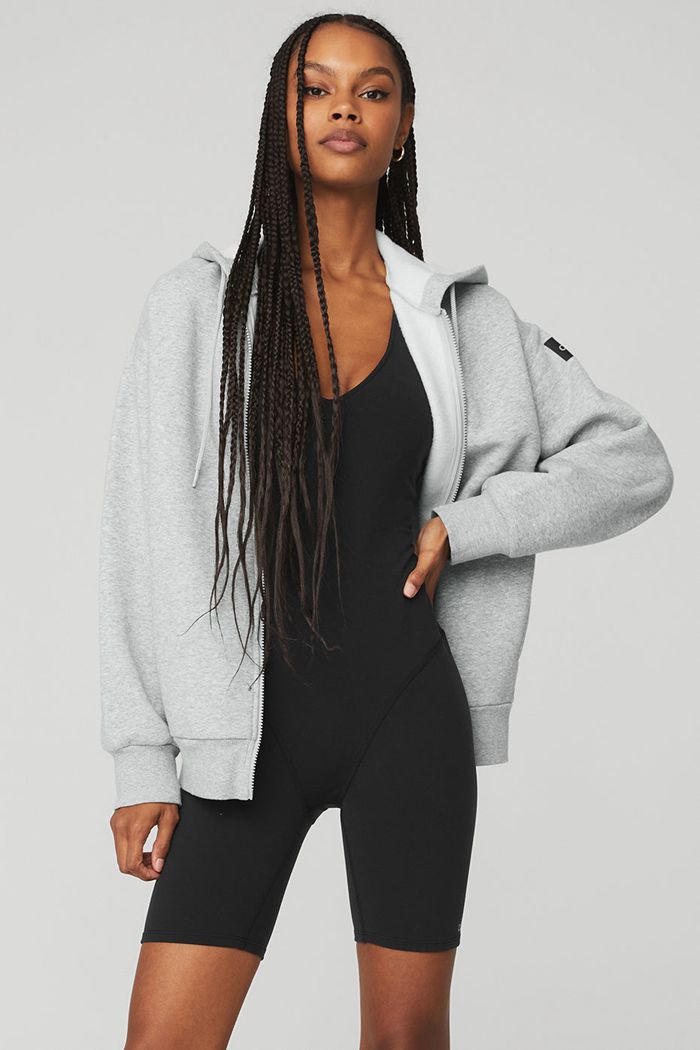 Alo Yoga Everyday Full Zip Women's Hoodie Grey | 50EFUWDVJ