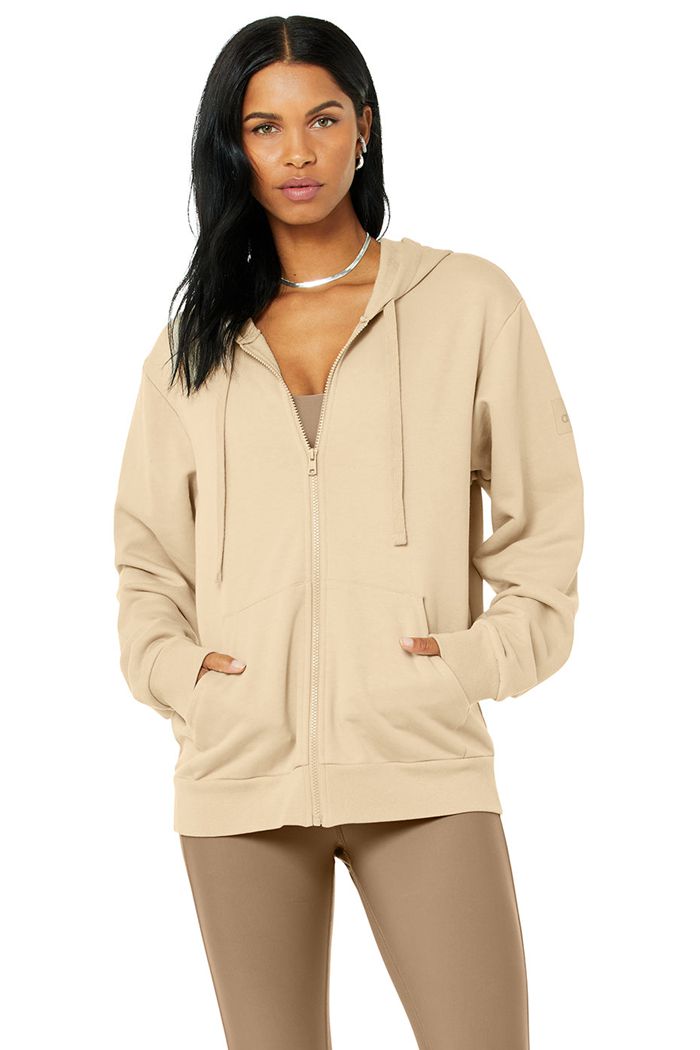 Alo Yoga Everyday Full Zip Women's Hoodie Brown | 69CPASBWN