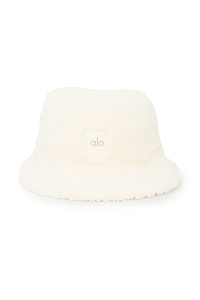 Alo Yoga Foxy Sherpa Bucket Women's Hats White | 80QJAXYSH