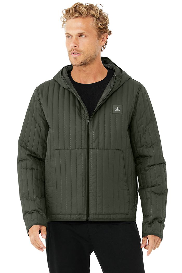 Alo Yoga Future Men's Jackets Dark Green | 21DRAYPTH