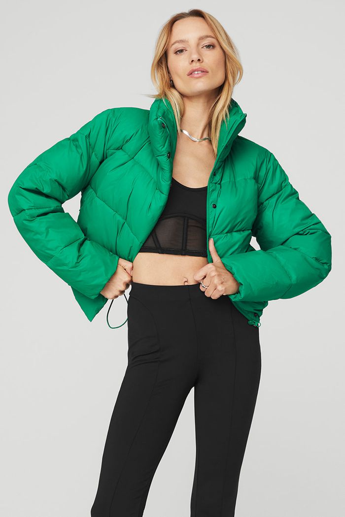 Alo Yoga Gold Rush Puffer Women's Jackets Green Turquoise | 23UCQSRBK