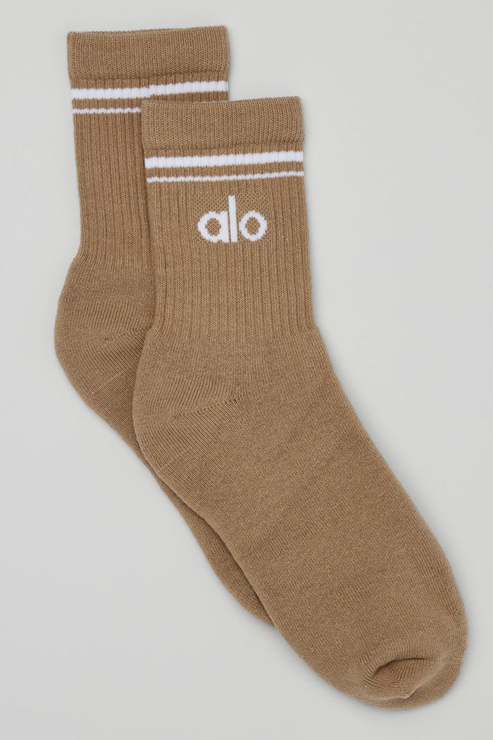 Alo Yoga Half-Crew Throwback Men's Socks White | 90PNKOLSJ