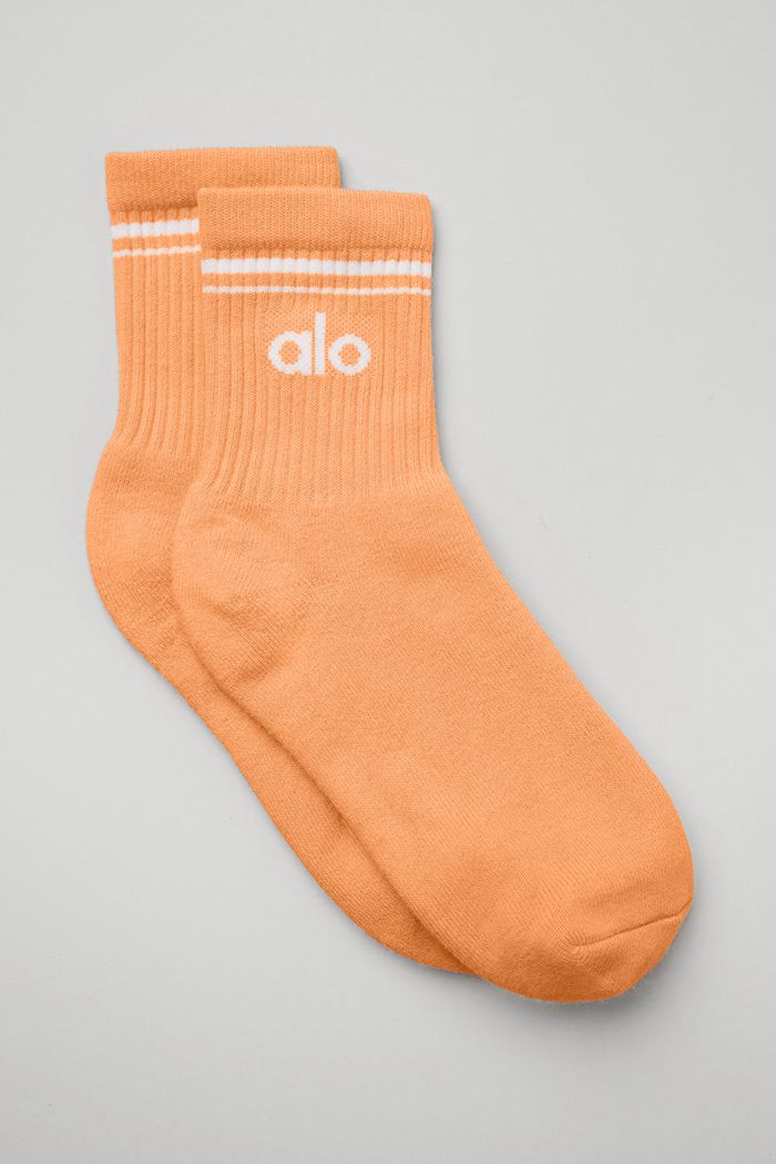 Alo Yoga Half-Crew Throwback Women's Socks White | 19RFZAMLW