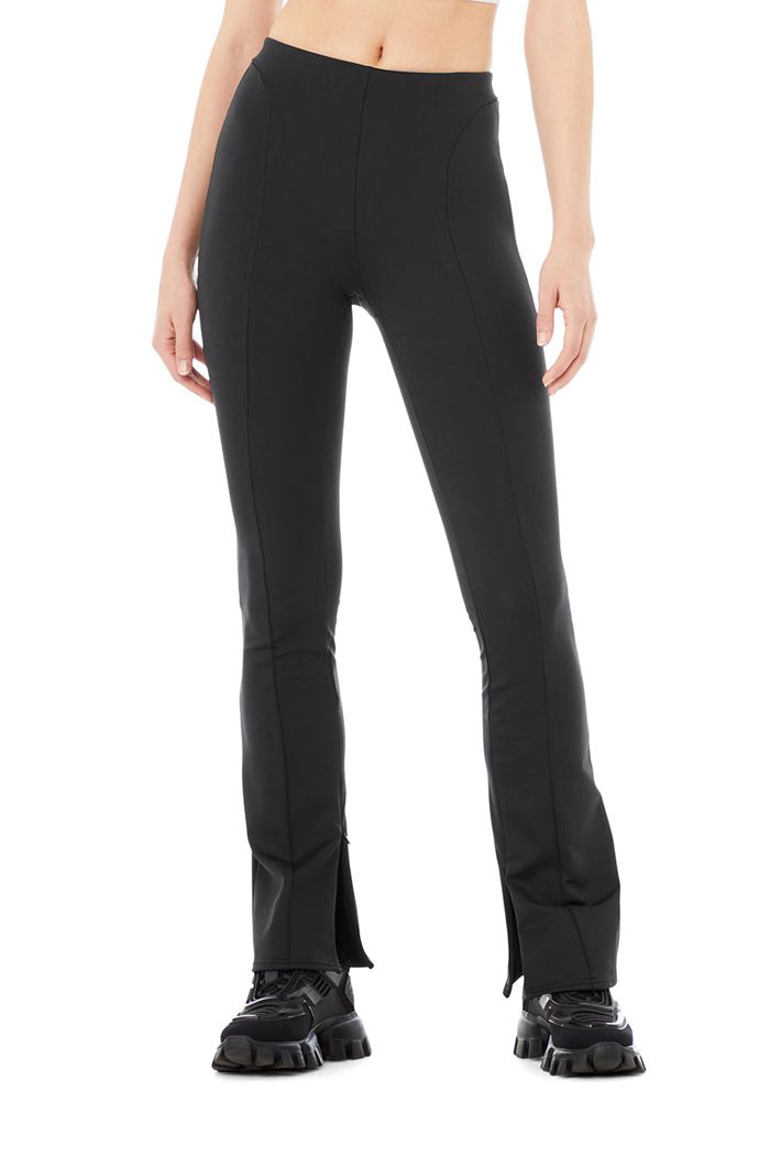 Alo Yoga High-Waist 7/8 Zip It Flare Women's Leggings Black | 27GVSFJOD