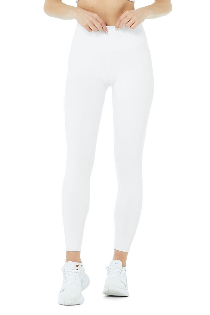 Alo Yoga High-Waist Airbrush Capri Women's Pants White | 02FVCQHLK