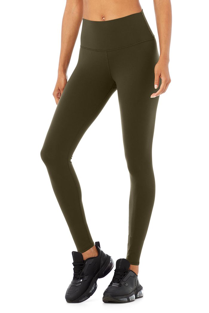 Alo Yoga High-Waist Airbrush Women's Leggings Dark Olive | 31SRJAIYC