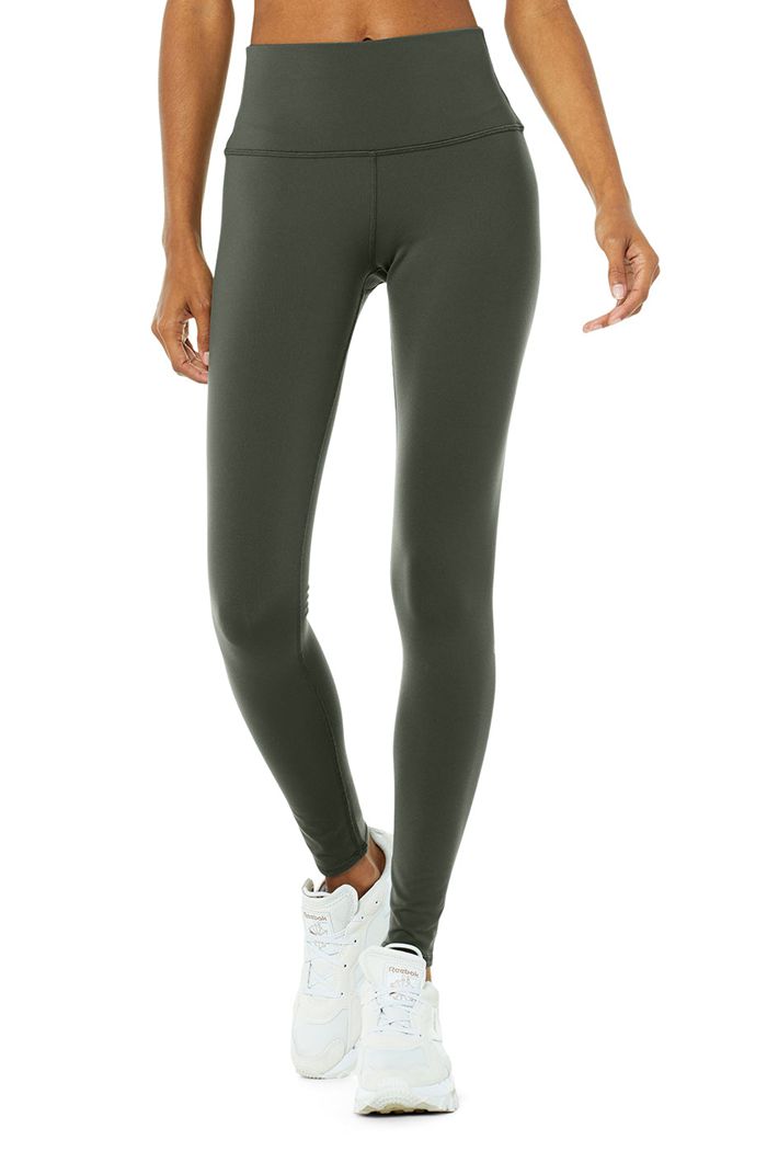 Alo Yoga High-Waist Airbrush Women's Leggings Dark Green | 68UISKPQL